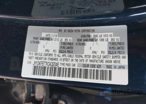 2019 Mazda Cx-3 Sport from USA, damaged, VIN JM1DKFB77K0432046